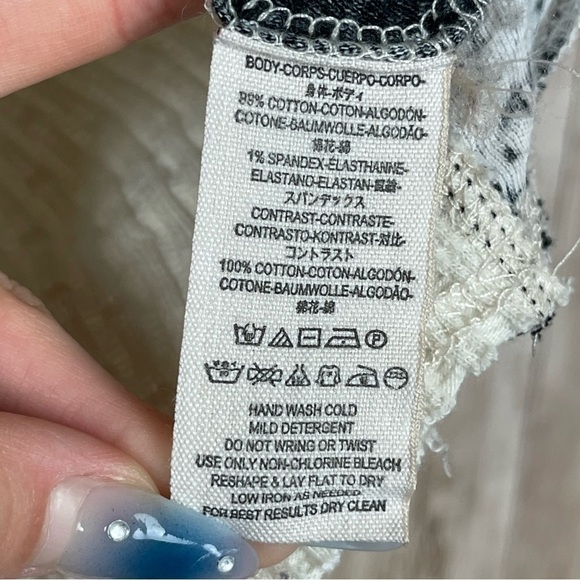 Free People Josie Printed Mixed Knit Pullover Top Size Medium Women - Picture 10 of 10